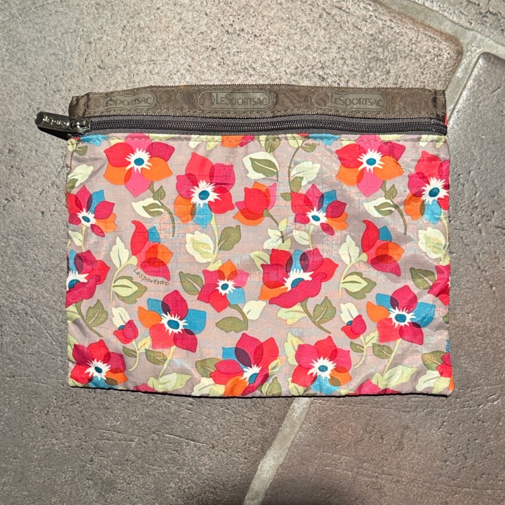 LeSportsac Floral Cosmetic Catch all Bag - Red, Pink, Blue